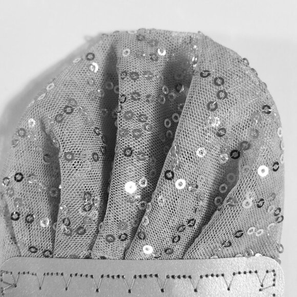 New - Men's Sequin Pre-Folded Pocket Square Insert - Grey - Picture 4 of 4